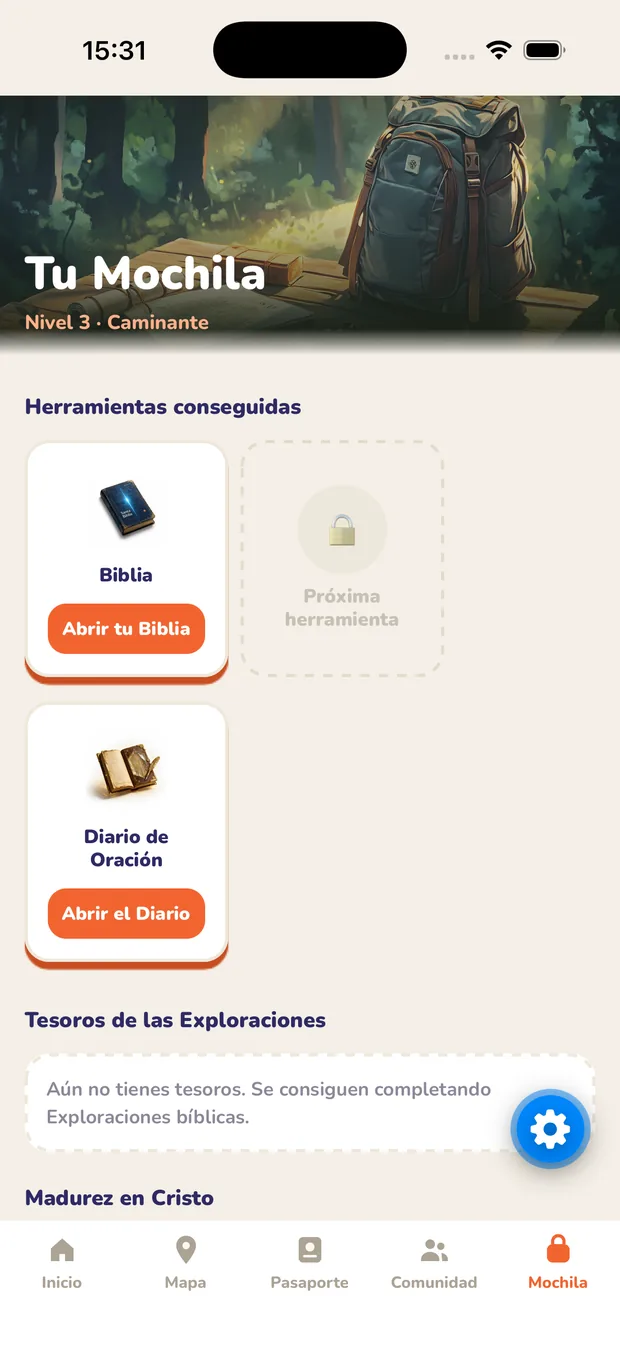 Tu Mochila y la Biblia, dentro de la app